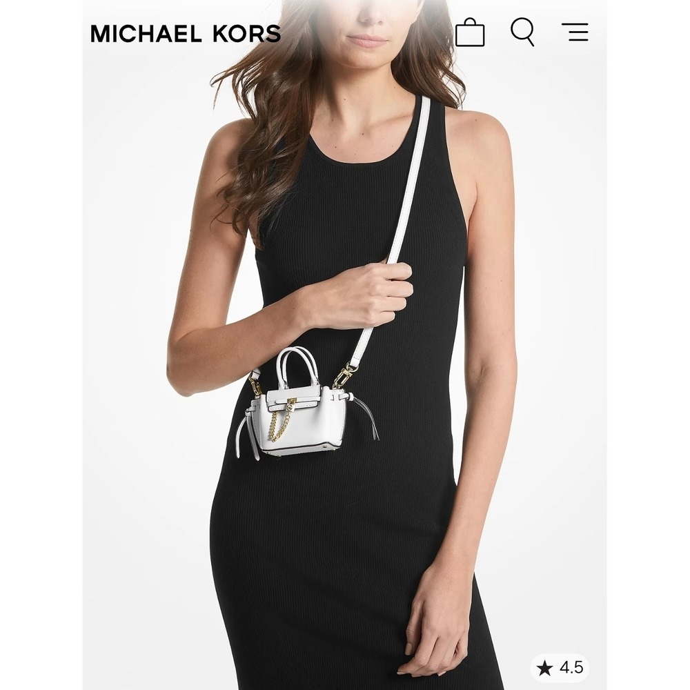 Michael Kors Hamilton Legacy Crossbody Women Micro White Leather Bag MK purse